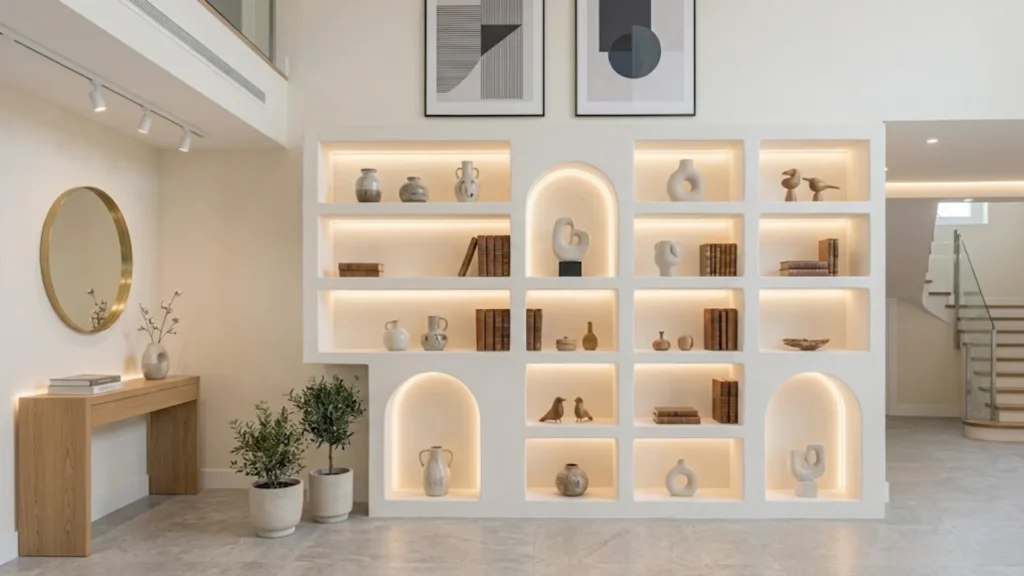 Librería de escayola empotrada en salón en León